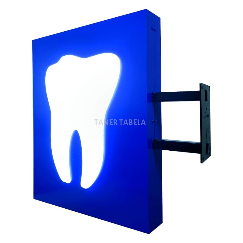 Diş Tabelası Mavi 70x50 cm kabartmalı ışıklı (AYAKLI)
